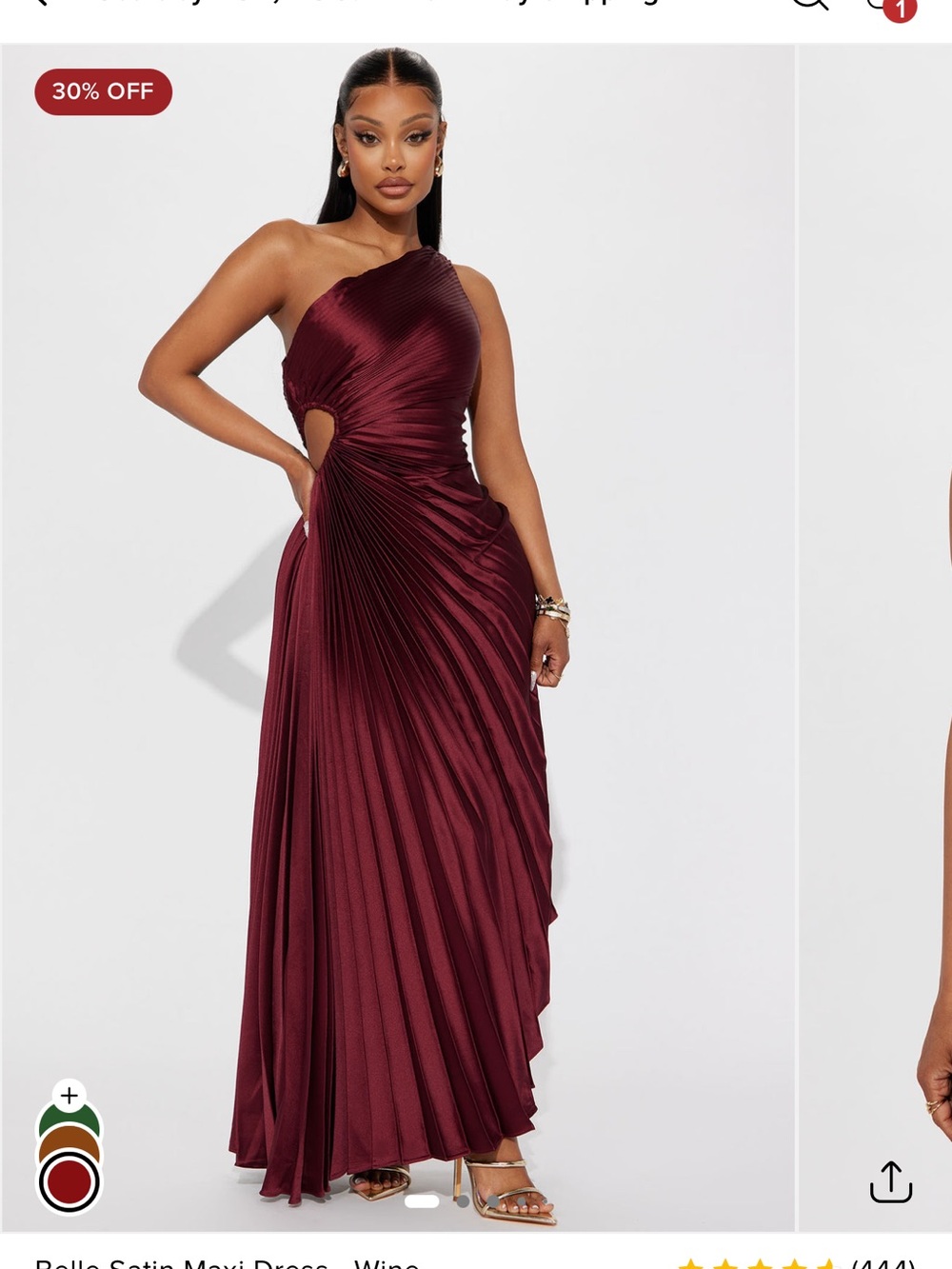 Elle One-Shoulder Pleated Satin Maxi Dress - Wine